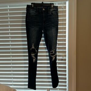 American Eagle stretchy hi-rise ripped jeggings, size 6